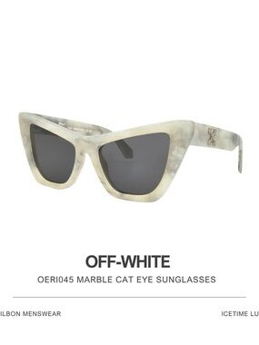 NWT Off-White Edvard White & Grey Cat Eye Ladies Sunglasses